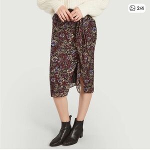 ba&sh Galia Jupe Carbone Multicolor Patterned Knot-Detail Skirt size Small